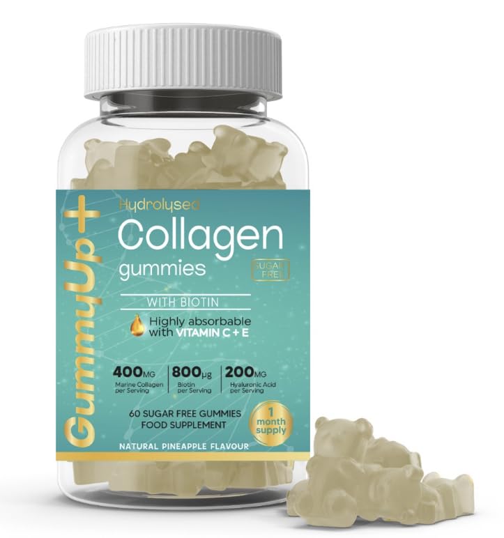 Hydrolysed Collagen Gummies with Biotin, 60 Sugar Free Natural Pineapple Flavoured Gummies