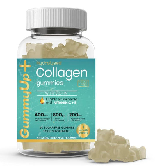 Hydrolysed Collagen Gummies with Biotin, 60 Sugar Free Natural Pineapple Flavoured Gummies