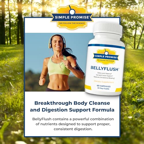 Simple Promise - BellyFlush - Detox and Colon Cleanse - Supports Digestive Health, 60 Capsules