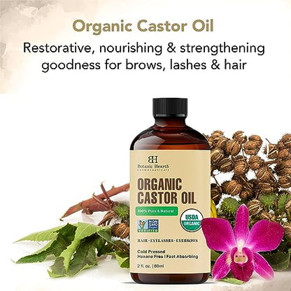 Botanic Hearth Castor Oil | USDA Certified Organic |100% Pure & Hexane Free | Cold Pressed | Growth