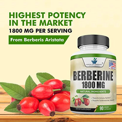 Berberine 1800mg Per Serving, Berberine Supplement, Berberine HCL, Berberine Pills