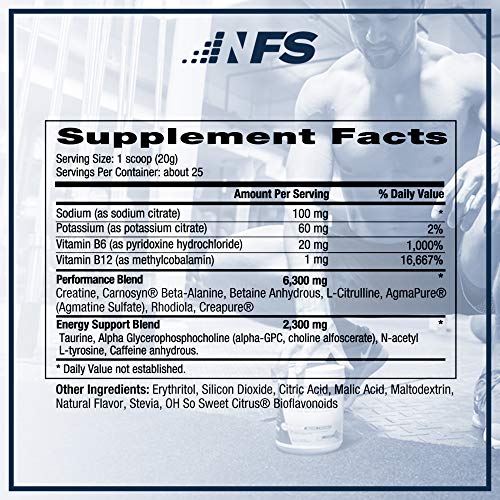 NF Sports Pre-Workout - Supports Energy, Cognitive Function, Strength, and Muscular Endurance to Optimize Workouts – Strawberry Lemonade Flavor - 25 Servings