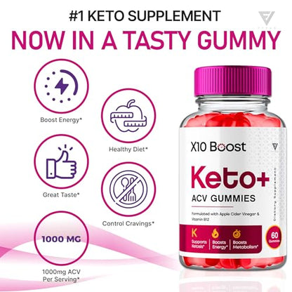 (2 Pack) X10 Boost Keto ACV Gummies, X10 Keto Boost Gummies Advanced Weight Loss