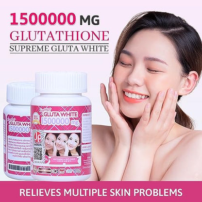 Supreme Gluta White 1500000mg for Skin Lightening, Skin Moisturizer, Collagen Stimulator Healthy