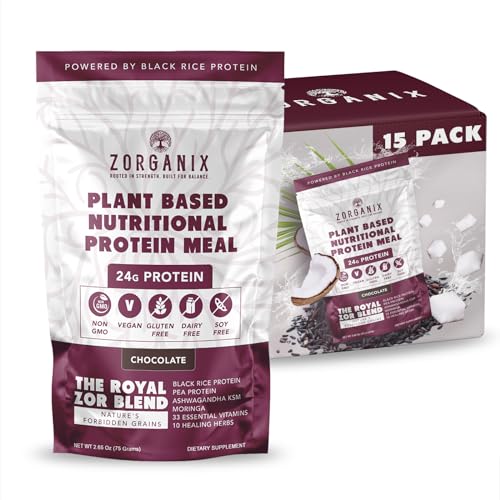 Zorganix Black Rice Protein Powder; Plant Based Organic Protein Powder Meal Replacement