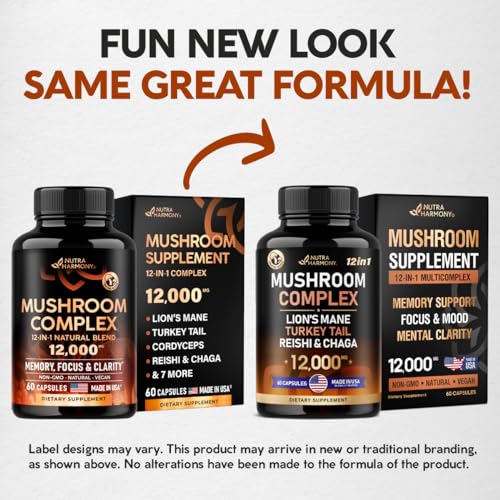 Mushroom Supplement - Organic Lion's Mane | Turkey Tail | Chaga | Cordyceps | Reishi