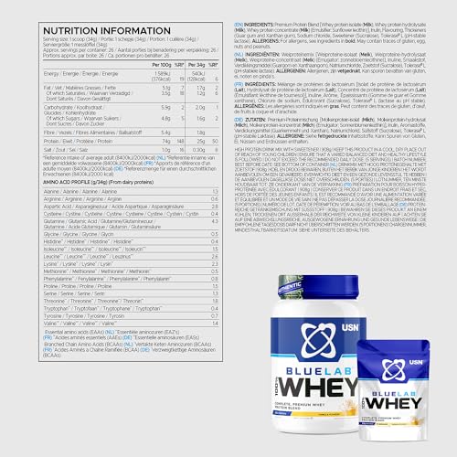 USN Blue Lab Whey Protein Powder: Vanilla - Whey Protein 2kg - Post-Workout