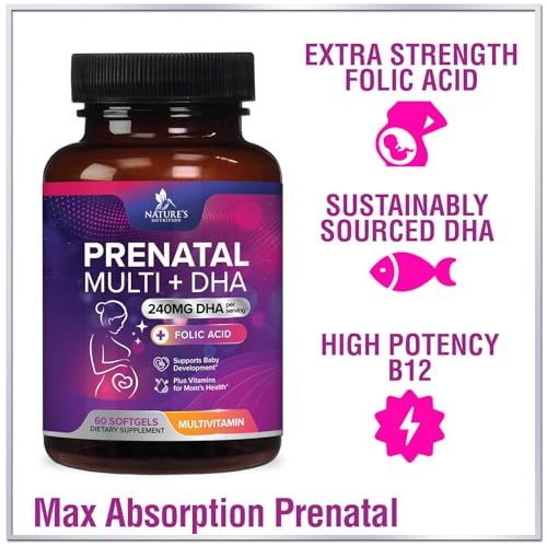 Women's Prenatal Multivitamin with Folic Acid & DHA, Prenatal Vitamins w/ Folate, Omega 3