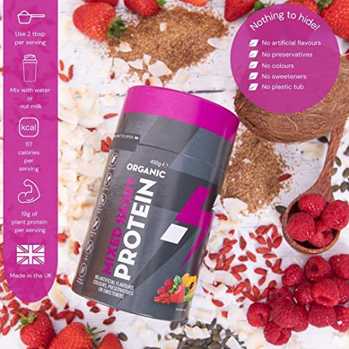 Hylife Nutrition - Organic Protein Powder - Mixed Berry Vegan Protein Powder (450g - 15 Servings)