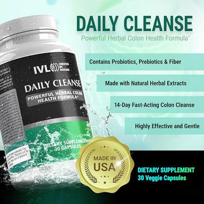 IVL - Daily Cleanse Herbal Colon Health Formula - Detoxification, Probiotic, Digestive Support