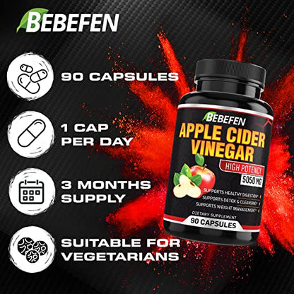 Apple Cider Vinegar Capsules - 5050mg Formula Pills with Black Pepper Extract