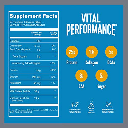 Vital Performance Protein Powder, 25g Lactose-Free Milk Protein Isolate Casein & Whey