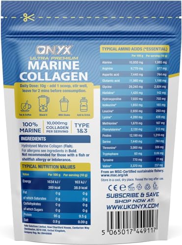 Onyx Marine Collagen Powder 10000mg (Type I & III) | Wild-Caught Arctic Cod