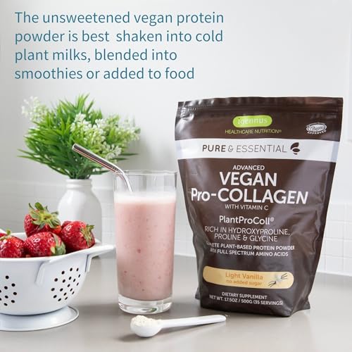 Vegan Collagen Powder, Natural Vanilla Flavour, Plant-Based Peptide Protein Supplement