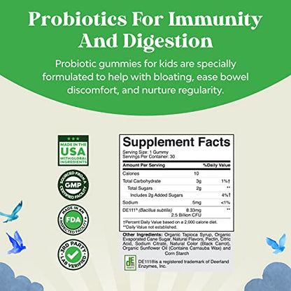 Immune Booster Kids Probiotic Gummies - Bacillus Subtilis Probiotic for Kids Upset Stomach