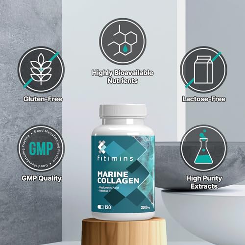 Fitimins Marine Collagen Capsules, 2000mg with Hyaluronic Acid & Vitamin C