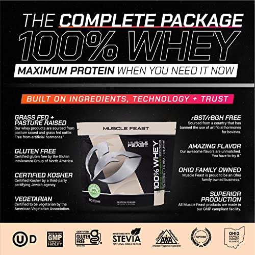 Muscle Feast 100% Grass-Fed Whey Protein, Pastured Raised Hormone Free All Natural