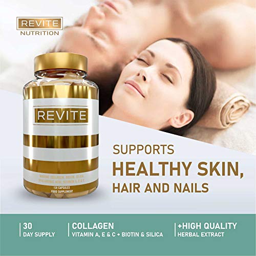 Marine Collagen Capsules 2000mg, Hyaluronic Acid, Silica, Biotin, Vitamin A, E & C Hair