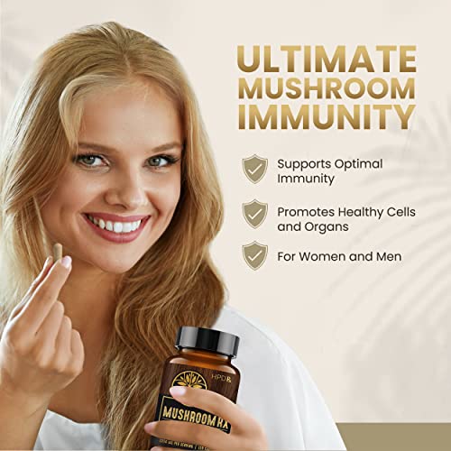 HPD Rx Mushroom Rx Organic Mushroom Extract Blend Max Immunity Dose, Lion’s Mane