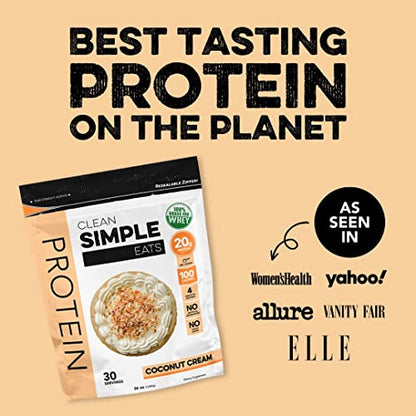 Clean Simple Eats Coconut Cream Whey Protein Powder, Natural Sweetened and Cold