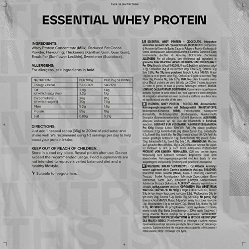 Bulk Essential Whey Protein Powder Shake, Chocolate, 500 g, 14 Servings