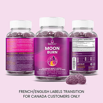 BeLive MoonBurn Nighttime Melatonin Gummies - 60 Ct | Formulated with Apple Cider