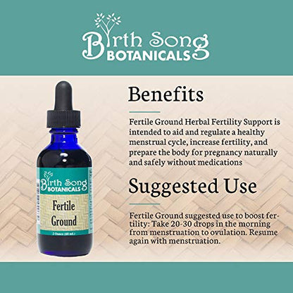 Birth Song Botanicals Fertile Ground Fertility Liquid Tincture, Herbal Supplement to Help Regulate