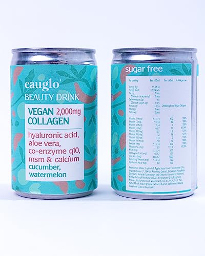 Eauglo- Cucumber & Watermelon Vegan Collagen Beauty Drink, Anti-Ageing & Radiant Skin