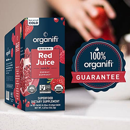 Organifi Red Juice - Vegan Energy Powder - Berry-Flavored Adaptogen Drink - Caffeine