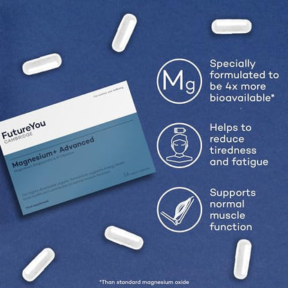 FutureYou Magnesium+ Advanced (28 Capsules). High Strength Magnesium Supplements for Women & Men