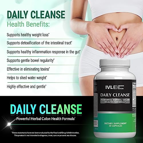 IVL - Daily Cleanse Herbal Colon Health Formula - Detoxification, Probiotic, Digestive Support