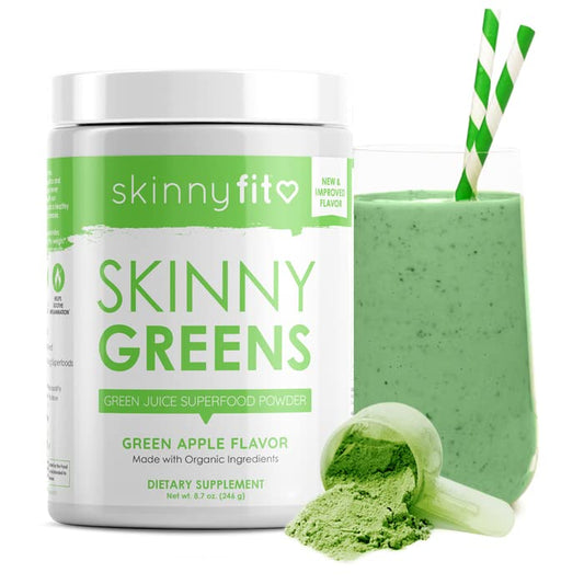 SkinnyFit Skinny Greens, Green Juice Superfood Powder, Green Apple Flavor, Natural Energy