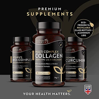 Premium Multi Collagen Protein Capsules with Type I, II, III - Includes Hydrolysed Grass