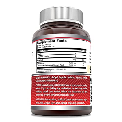 Amazing Formulas CLA | Conjugated Linoleic Acid Supplement | 1250 Mg | 120 Softgels