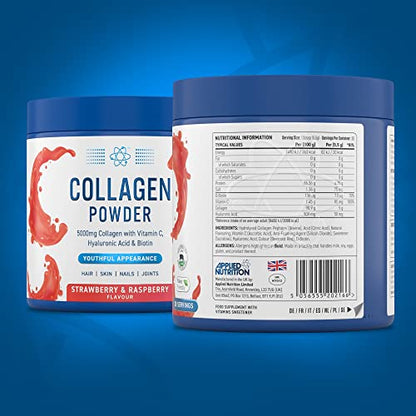 Applied Nutrition Collagen Powder - Strawberry & Raspberry Flavour - 5000mg Hydrolysed Bovine Flavoured Collagen