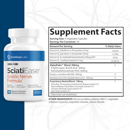 SciatiEase Sciatic Nerve Health Support - Sciatic Nerve Supplement with Pea, Vitamin B