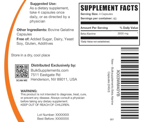 BULKSUPPLEMENTS.COM Beta Alanine Capsules - Beta Alanine Supplement, Beta Alanine