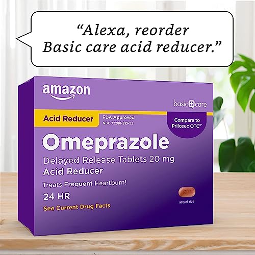 Amazon Basic Care Omeprazole Delayed Release Tablets 20 mg, Treats Frequent