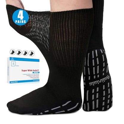 Bulinlulu Extra Width Diabetic Socks Women Men-4 Pairs Super Wide Edema