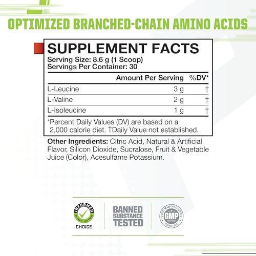 MusclePharm Essentials BCAA, Fruit Punch - 30 Servings