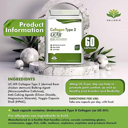 UC-II® Collagen Type 2-40mg - 60 Capsules | Joint Support | Manufactured in The UK