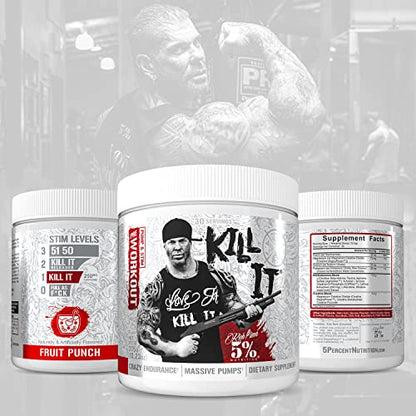 5% Nutrition Rich Piana Kill It Pre Workout Powder w/Creatine, Jitter-Free Caffeine