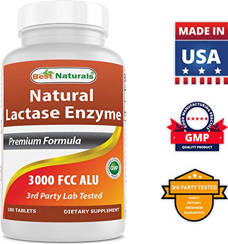 Best Naturals Fast Acting Lactase Enzyme Tablet, 3000 Fcc Alu, 180 Count