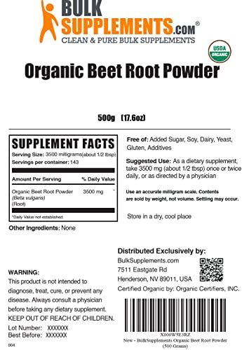 BULKSUPPLEMENTS.COM Organic Beet Root Powder - Beet Powder Organic, Beetroot