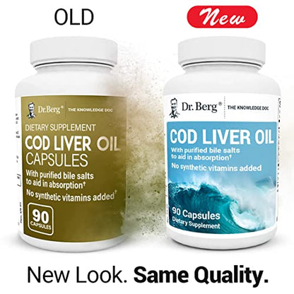 Dr. Berg Cod Liver Oil Capsules from Wild Caught Cod - No Smells or Bad Aftertaste