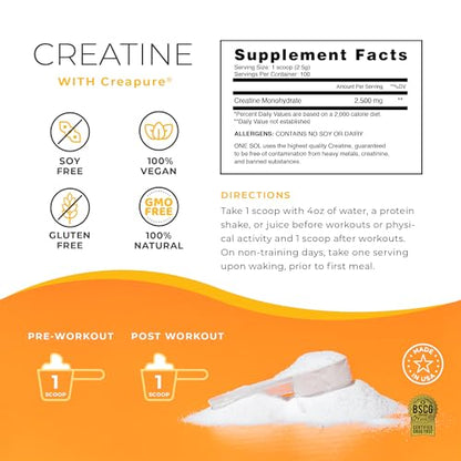 One Sol Creatine for Women Booty Gain, All Natural Women's Creatine Powder