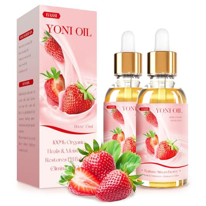 BASSI 2PCS Yoni Oil Organic Feminine Oil Vaginal Moisturizer - Ph Balance for Women - Feminine Deodorant 