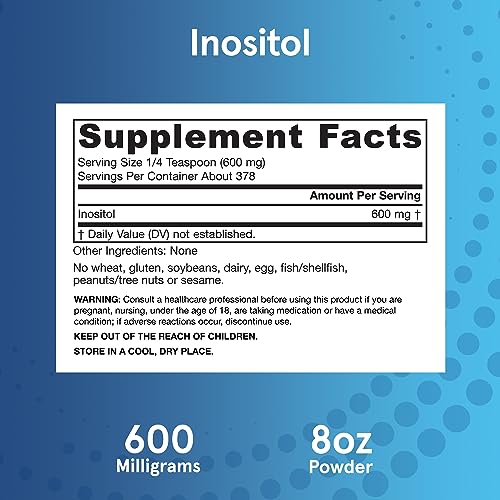 Jarrow Formulas Inositol 600 mg, Dietary Supplement for Cellular Health Support, 8 oz