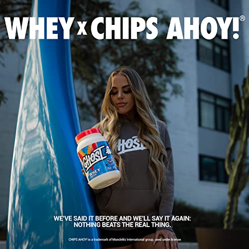 GHOST Whey Protein Powder, Chips Ahoy - 2LB Tub, 25G of Protein - Chocolate Chip Cookie