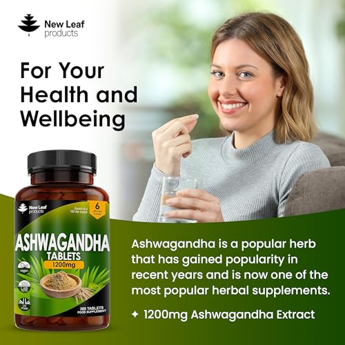 Ashwagandha 1200mg - 365 Vegan Tablets Pure High Strength Ashwagandha Root